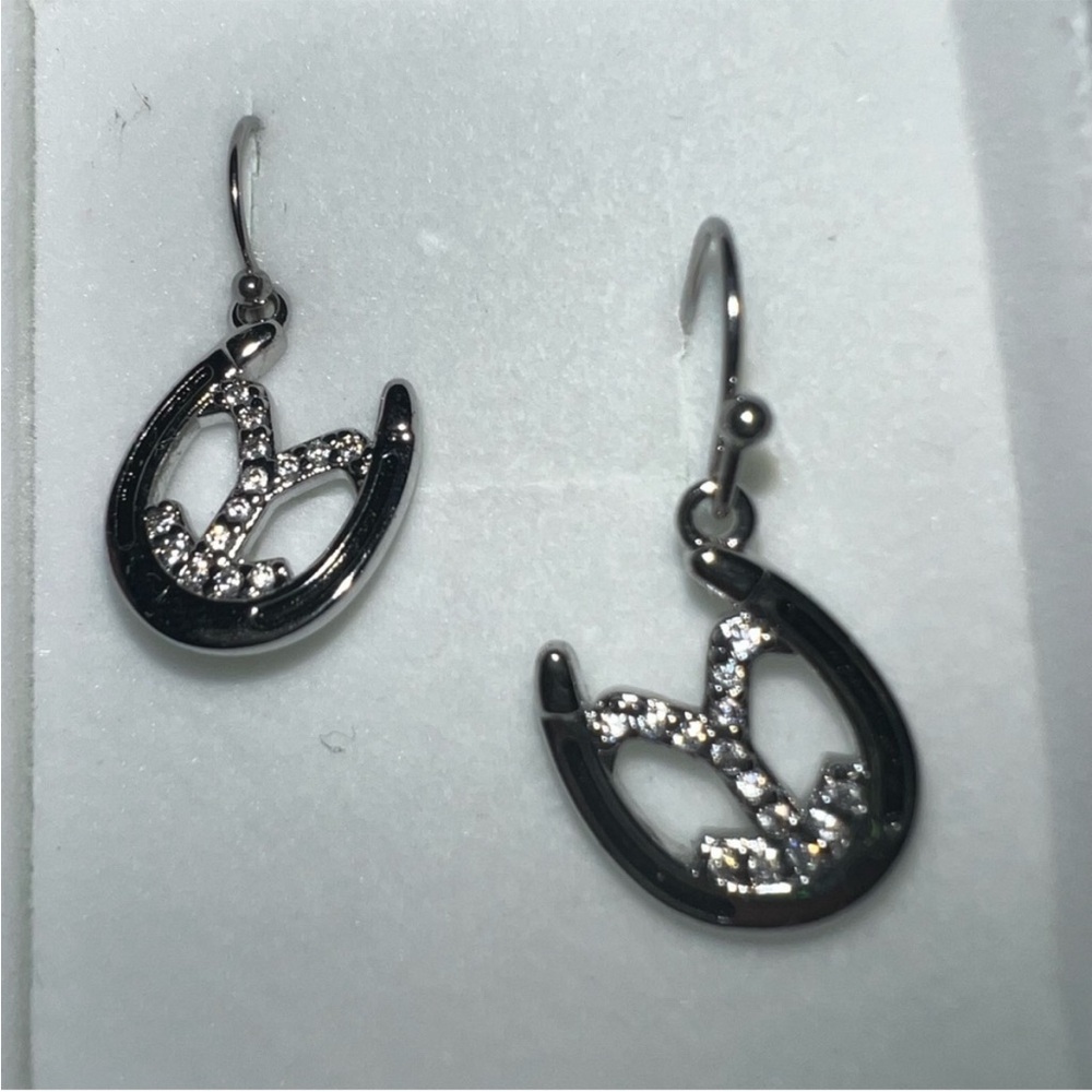 Montana Silversmiths Yellowstone Brand Silver Earrings with Crystal Accents
